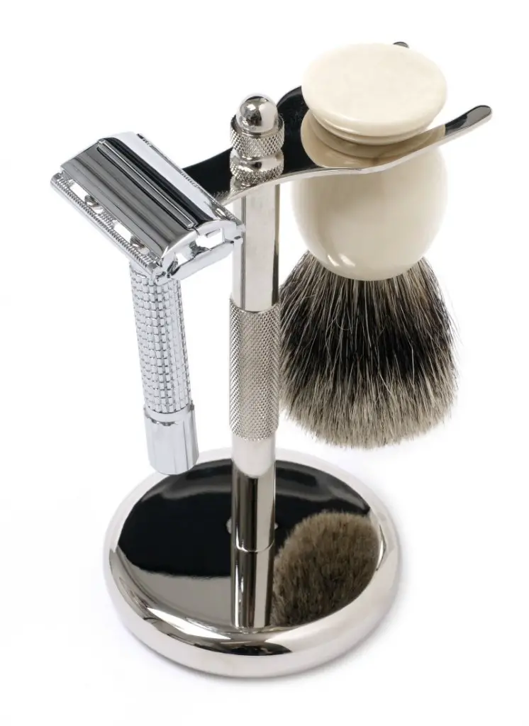 shaving set for men with razor brush stand
