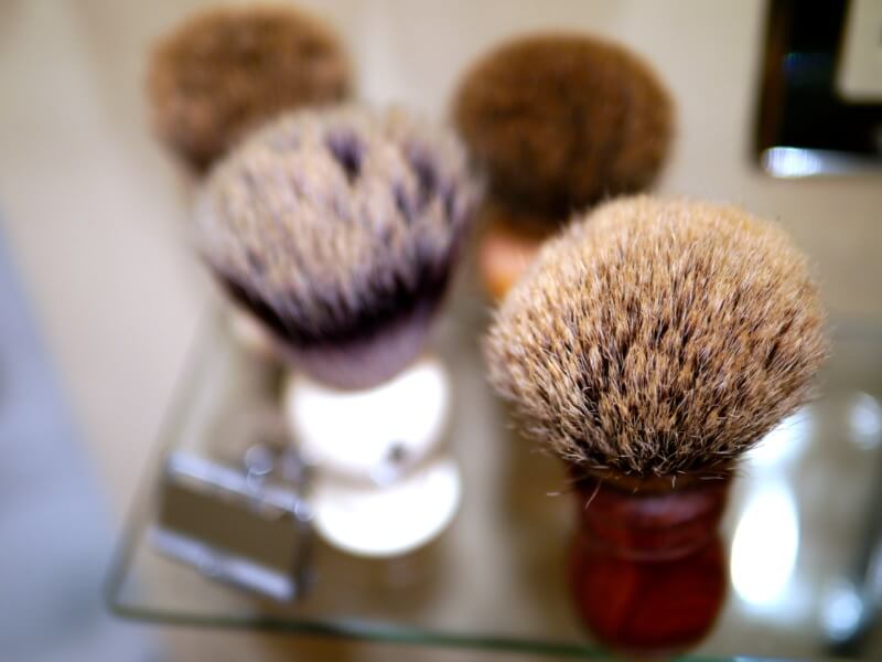 Restoring shave brush deals with shoe goo