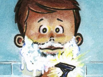 child shaving cartoon