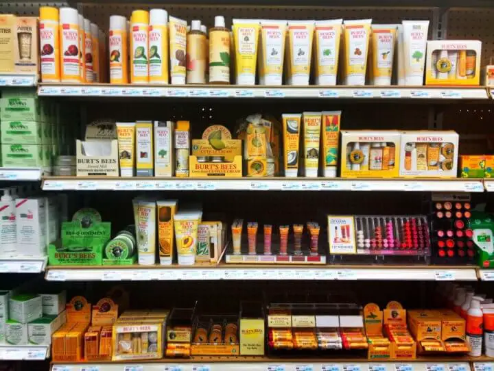 skin products on shelf