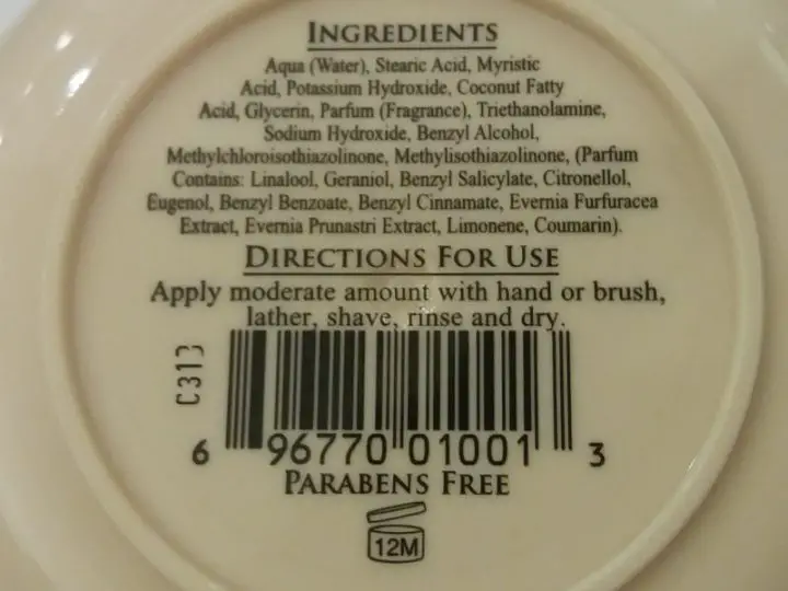 taylor of old bond street sandalwood shave cream ingredient list