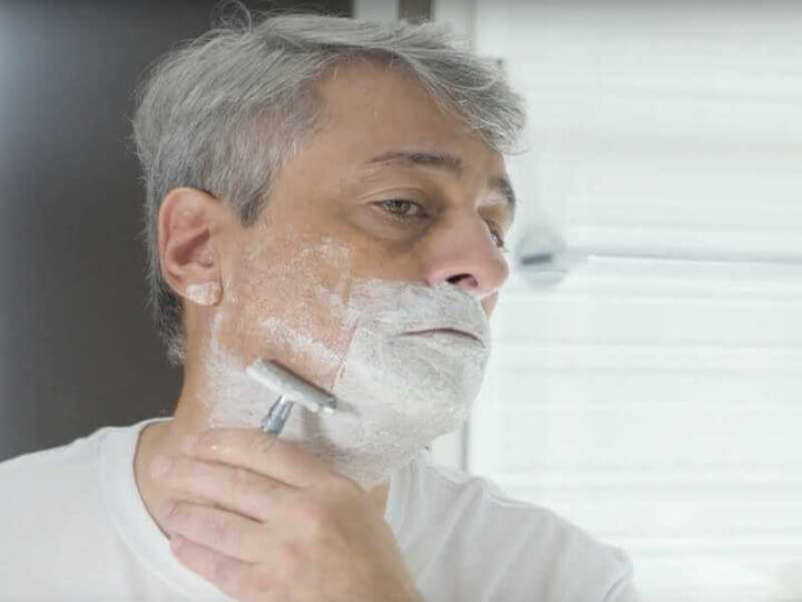 enjoying a shave