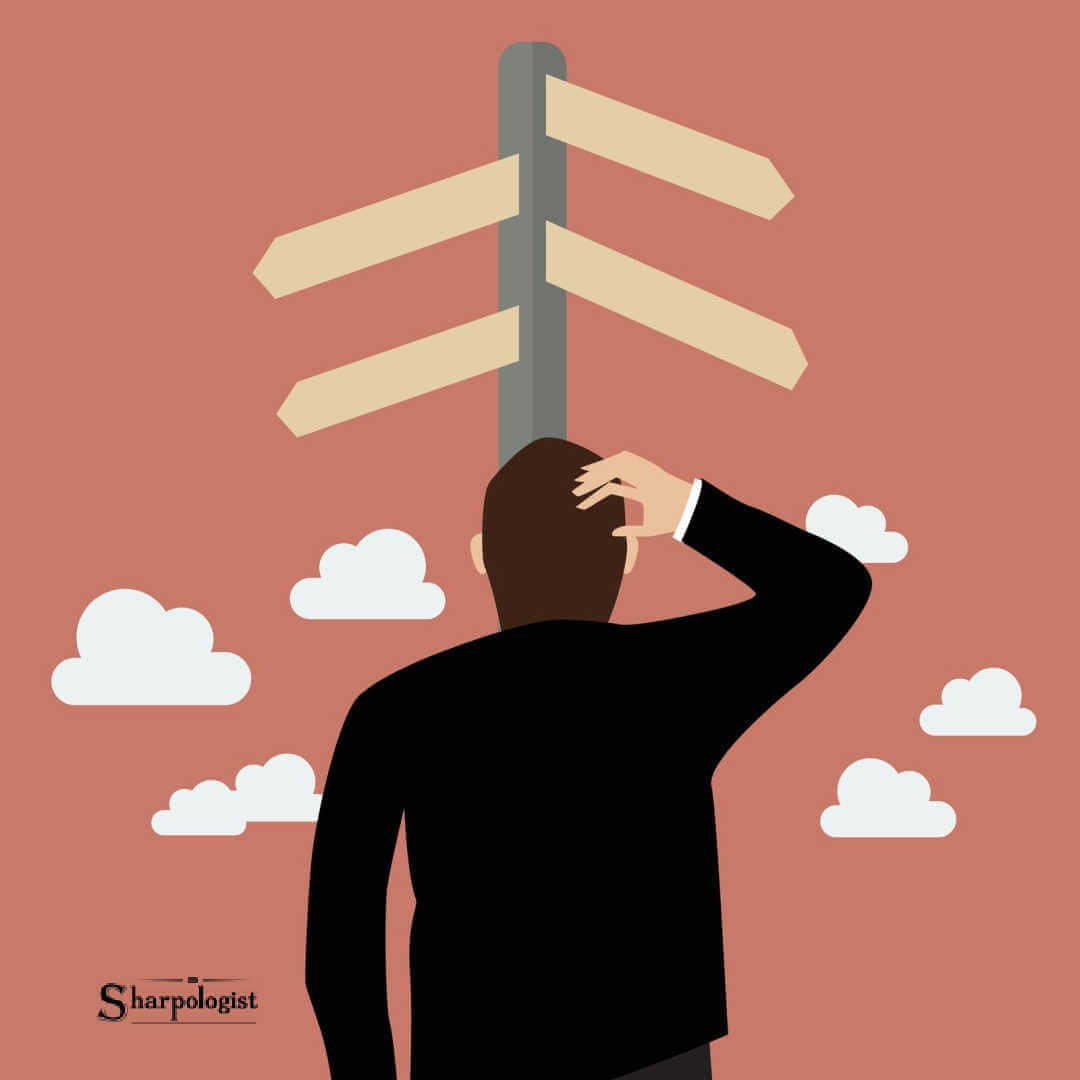 man at crossroads