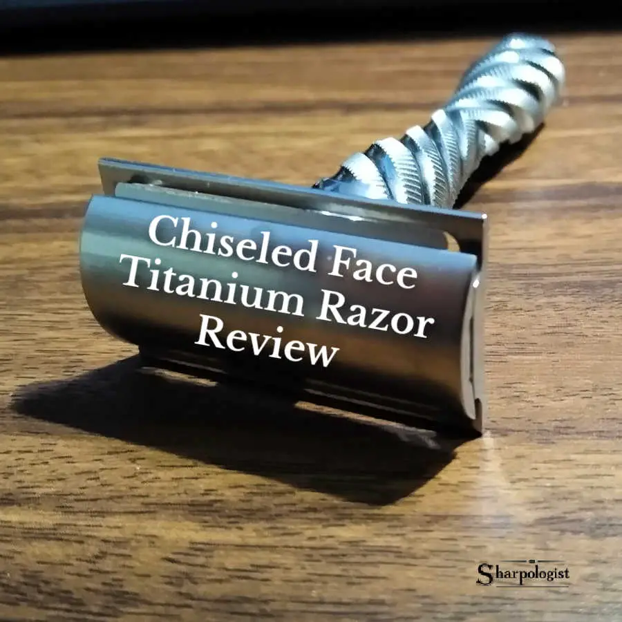 Chiseled Face Titanium Legacy Razor - Raw Finish, Herringbone Handle