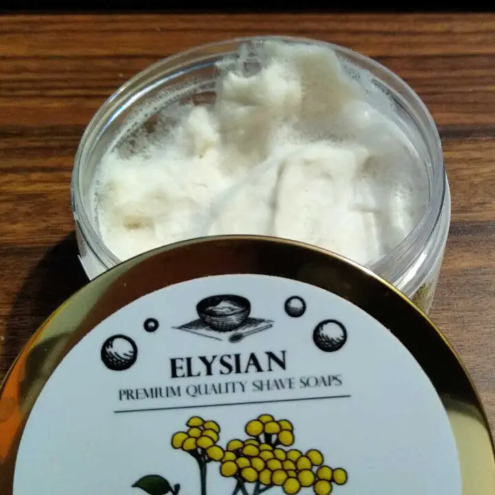 elysian tart sweet shave soap open jar