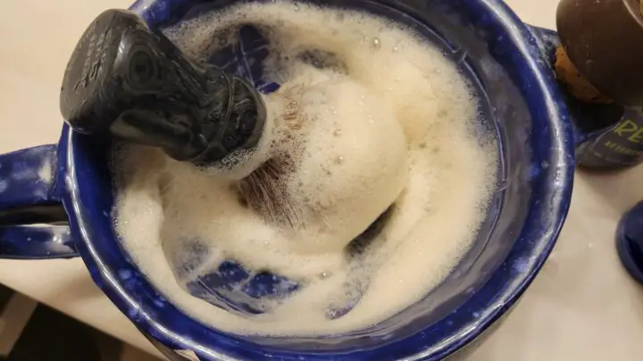 building lather in bowl with brush