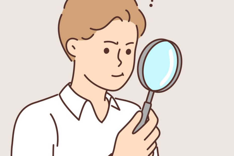 man magnifying glass curiosity
