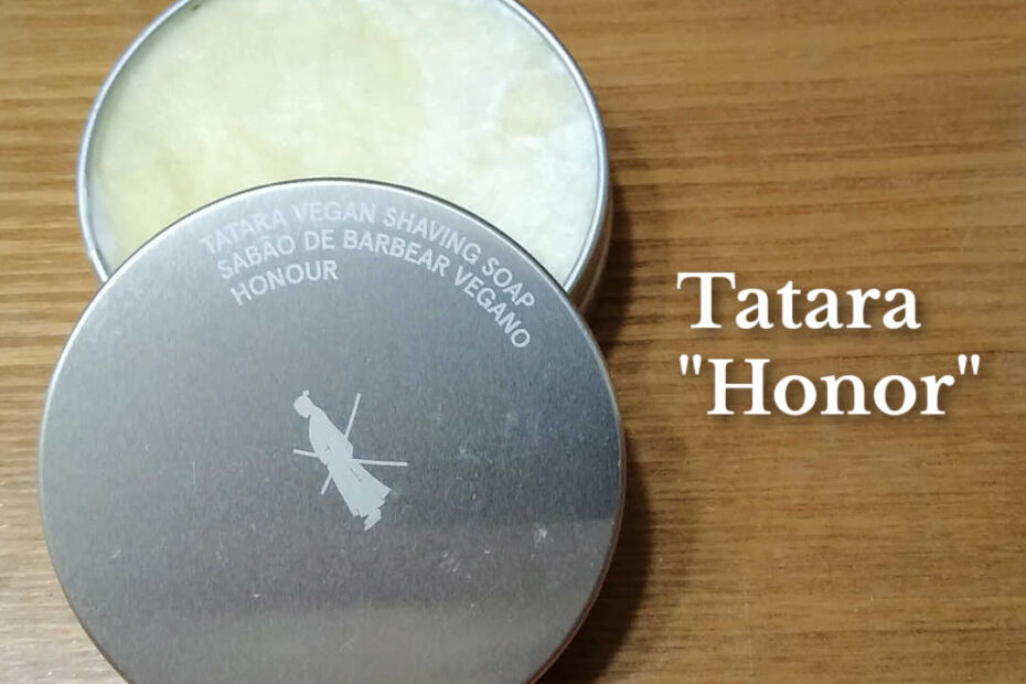 tatara honor shave soap open tin