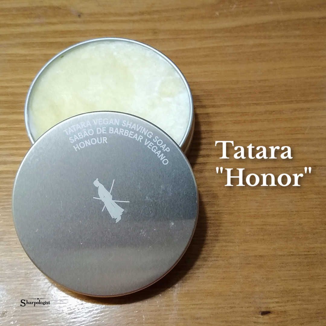 tatara honor shave soap open tin
