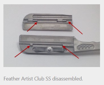 Feather razor blade disassembly