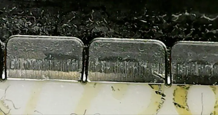close-up of used pro-guard blade