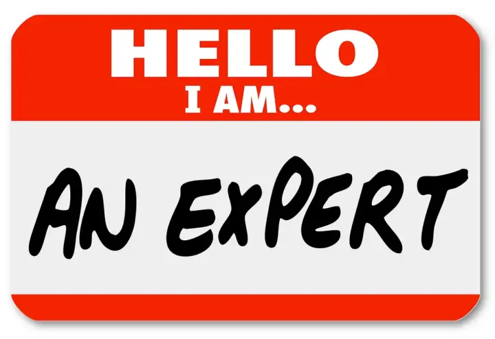 'i am an expert' name tag