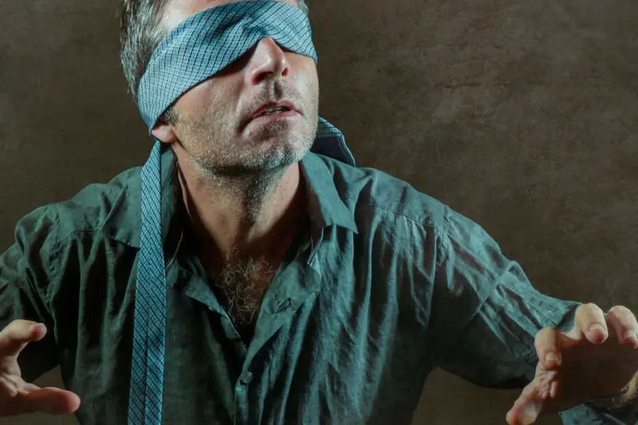 blindfolded man