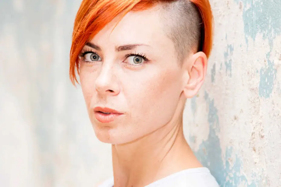 woman with shaved side of head