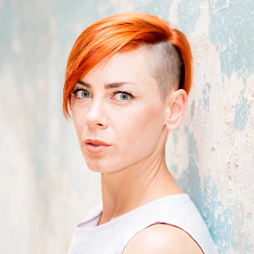 woman with shaved side of head