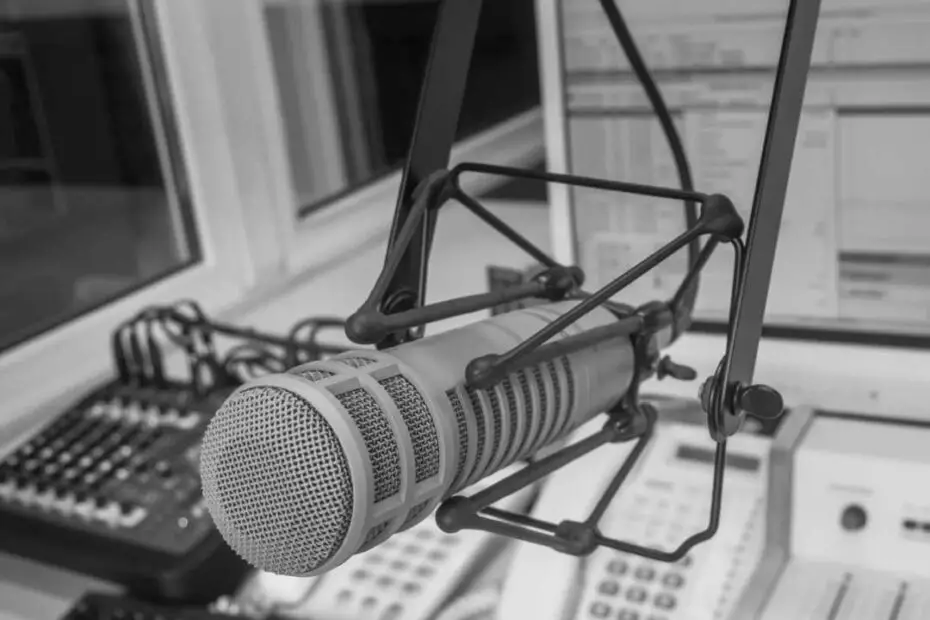 podcast mic and board