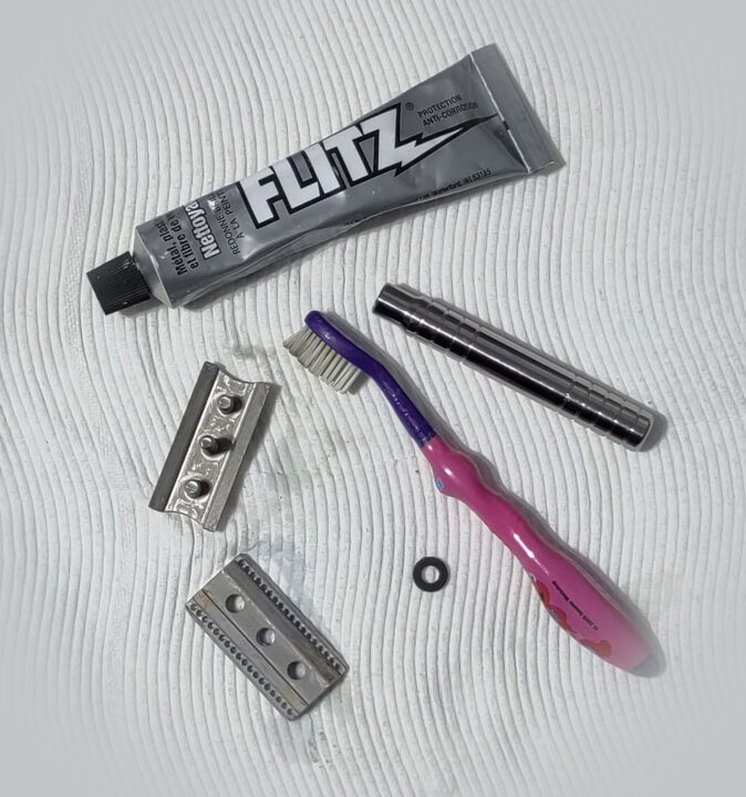 Flitz cleaner tooth brush safety razor