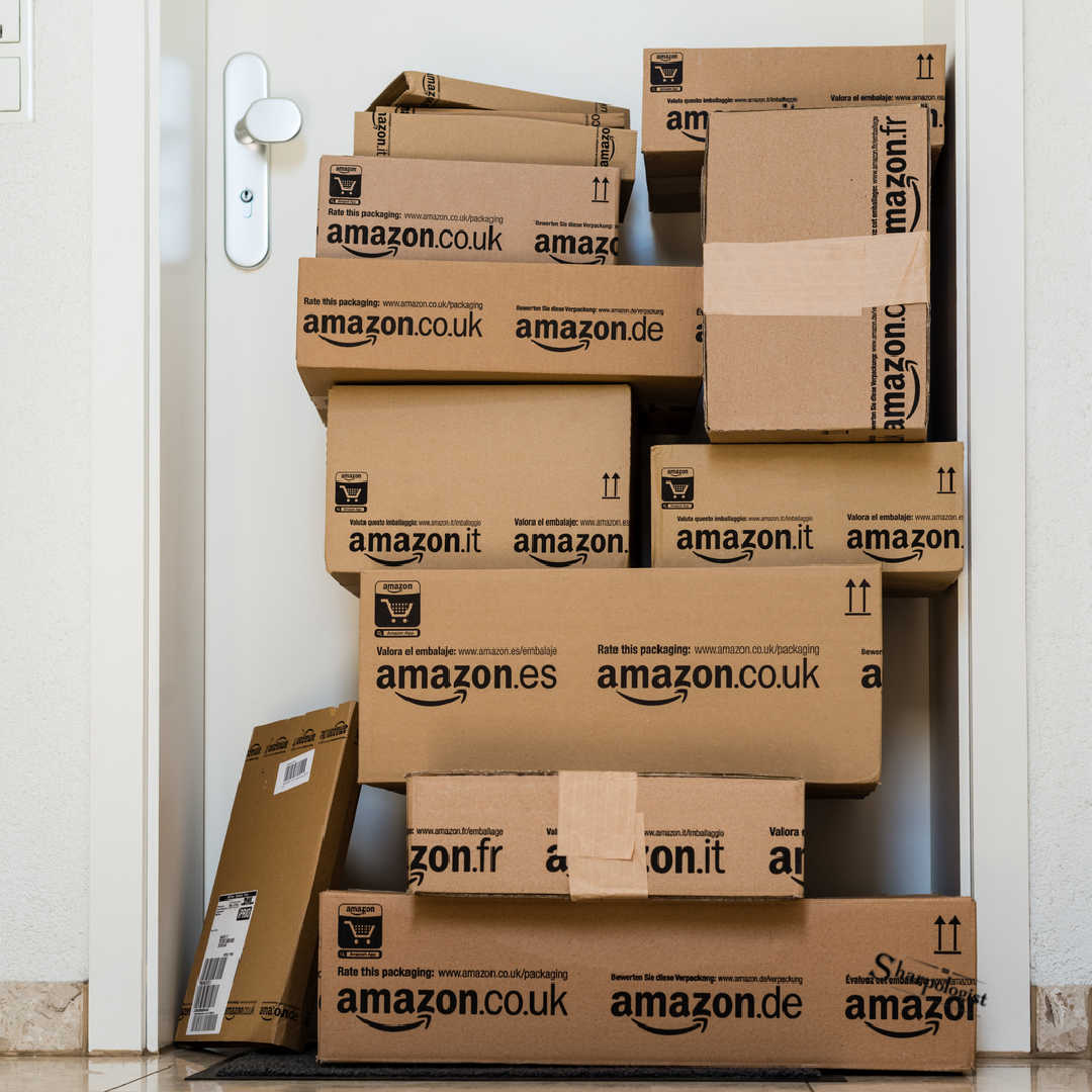 amazon boxes at door